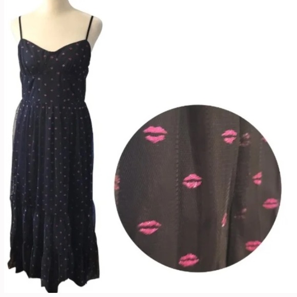 Betsey Johnson Fuchsia Sparkle Lips Dress Valentine’s Day - Picture 11 of 16